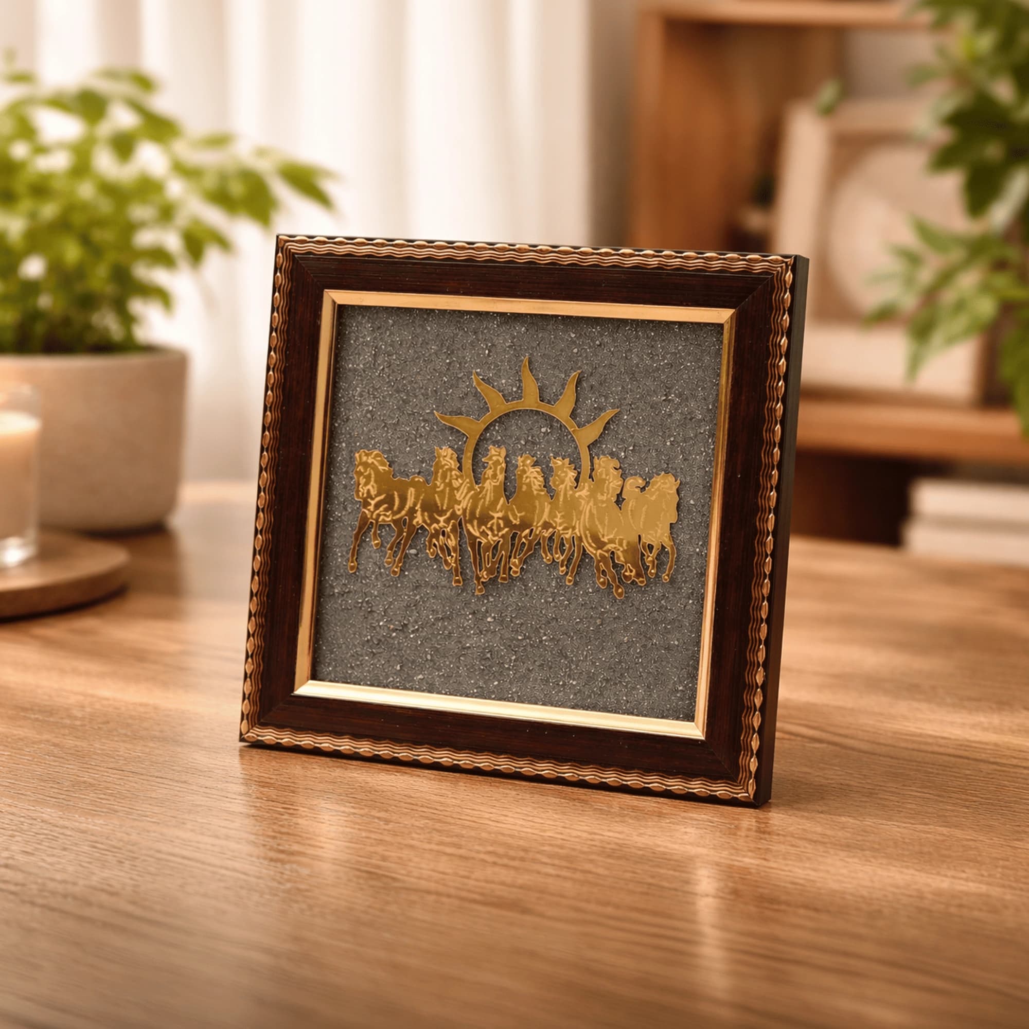 Pyrite 7 Running Horses Vastu Frame